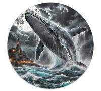 Baleine géante brisant l'Abyss5 1000 Pièces Puzzles Classiques Animaux Puzzles Ronds pour Adultes Et Enfants Décompression Jeu D'Intelligence De l'art De La DécoRat ION Moderne 1000pcs (67