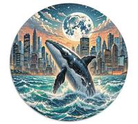 Baleine géante brisant l'Abyss7 1000 Pièces Puzzle Animaux Rond pour Enfants Cadeaux Jeu D'Intelligence De l'art De La DécoRat ION Moderne 1000pcs (67.5x67.5cm)
