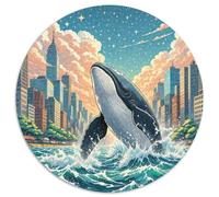 Baleine géante brisant l'Abyss9 1000 Pièces Puzzle Animaux Circulaire pour Enfants Encastrement Parfait Jeu D'Intelligence De l'art De La DécoRat ION Moderne 1000pcs (67.5x67.5cm)