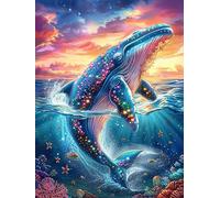 Baleine nageant dans l'océan 1000 Pièces Puzzle Adulte En Carton Sans Déformation Rêve magique de science-fiction Très Difficile Haute Difficulté Anti-Stress Décoration Murale Idée Cadeau Anniversaire