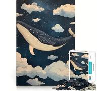Baleine nageant Parmi Les Nuages Puzzle de 1000 pièces Jeu de réflexion Découpe de Haute précision Défi Amusant pour Passer Le Temps (50x75cm)