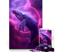 Baleine néon dans l'espace Puzzle de 1000 pièces pour Adultes et Adolescents Jeu de réflexion Jouet Amusant à Partager Découpe soignée Cadeau Exceptionnel (38x52cm)
