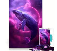 Baleine néon dans l'espace Puzzle de 1000 pièces pour Adultes et Adolescents Jeu de réflexion Jouet Amusant à Partager Découpe soignée Cadeau Exceptionnel (38x52cm)