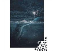Baleine Océan Nuit Puzzle pour Adultes Puzzle 1000 Pièces Papier Relaxation Concentration Décoration Maison Cadeau 38x26cm/1000pcs