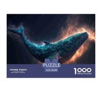 Baleine Océan Profond Puzzle 1000 Pièces Papier pour Adultes Scène Nocturne Jeu de Puzzle 1000 Pièces Détente Décor 52x38cm/1000pcs