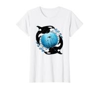 Baleine Orque Mignonne T-Shirt Graphique avec Valeur, Femme, Blanc, M