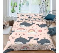 Baleine potelée Set Housse De Couette Literie Housse en Microfibre De Couette avec Taies d'oreiller, Rainbow Heart Twinkle Twinkle Little Star and Clouds Impression 3D King(220x240cm)