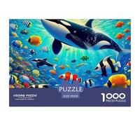 Baleine Puzzle 1000 pièces Animaux Marins - Défi Créatif pour Adultes Et Ados, Poster Mural Inclus, Carton Premium Et Boîte Cadeau, 70x50cm/1000pcs