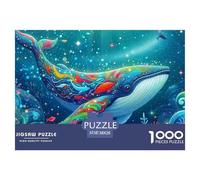 Baleine Puzzle 1000 pièces Animaux Marins - Défi Créatif pour Adultes Et Ados, Poster Mural Inclus, Carton Premium Et Boîte Cadeau, 38x26cm/1000pcs