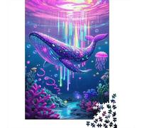 Baleine Puzzle 1000 Pieces Cadeau Unique Monde sous-Marin Jeu Éducatif Challenge Toy À De Qualité Supérieure Peinture Art pour Adultes Et Enfants 1000pcs (75x50cm)