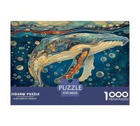 Baleine Puzzle 1000 Pièces Océan Puzzles Jeu Éducatif Défi Jouets Décoration Murale De La Maison en Carton 100% Recyclé Cadeaux pour Femmes, Cadeaux pour Hommes 38x26cm/1000pcs