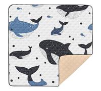 Baleine Sea Repeat Tapis de jeu pliable pour intérieur ou extérieur Résistant à l'eau Pour bébé et nourrisson 127 x 127 cm