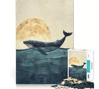 Baleine sous la Lune Puzzle 1000 pièces pour Adultes Jeu de réflexion Amusant Technologie de découpe Laser avancée Défi divertissant pour Passer Le Temps (38x52cm)