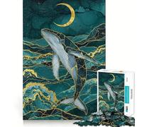 Baleine sous la Lune Puzzle numérique de 1000 pièces Activité ludique et stimulante pour renforcer Les Liens familiaux Emboîtement Parfait sans espaces (38x52cm)