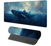 Baleine Tapis de Souris Gaming 700x400x3mm, Tapis de Souris XXL Bleu, sous Main Bureau, Mouse Pad avec Rubber Base, Mousepad avec Coutures sur Les Bords, pour Gamer, PC Accessoires Bureau Z-5031