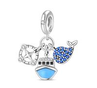 Baleine trois pièces pendentif breloque, breloque de bracelet perlé, convient aux bracelets de 3 mm à 4,5 mm