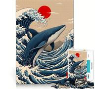 Baleine ﹨u Vague Puzzle 1000 Pièces Jouet Créatif et Développeur d'Expérience Fixation Solide Pas de Pièces Perdues Activité de Lien à Partager avec Les Êtres Soi-même (50x75cm)