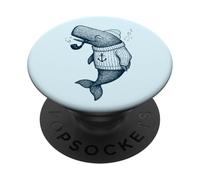 Baleine Vintage avec Sifflet, Illustration Maritime de Marin PopSockets PopGrip Adhésif