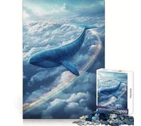 Baleine Volant à Travers Les Nuages avec Arc-en-Ciel Puzzle de 1000 pièces pour Adultes Sharp Memory Évasion sereine Bords Nets (38x52cm)