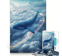 Baleine Volant à Travers Les Nuages avec Puzzle Arc-en-Ciel pour Adultes,1000 pièces,Jeu de réflexion Stimulant,Structure à emboîtement précise,Facile à Apprendre,Plaisir en Famille (38x26cm)