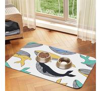 Baleines Animal Baleine,Tapis d'alimentation pour Animaux de Compagnie, Sets de Table en Cuir PU pour Chats et Chiens,30x45cm
