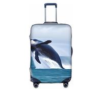 Baleines en mer. La housse de protection pour la valise avec une impression unique double face vous aide à éviter de prendre la mauvaise valise pendant le voyage. Blanc, L