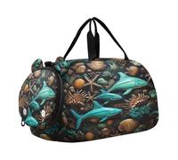 Baleines Marines ColoréEs Sac de Sport Natation avec Compartiment à Chaussures,Sac de Voyage Weekend Sac à Main pour Filles GarçOns