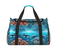 Baleines sous la mer. C'est un sac de voyage à main avec une grande capacité et multifonctionnel, un incontournable pour les voyages en plein air