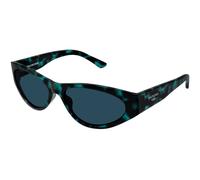 Balenciaga Femme BB0367S 003 Lunettes de soleil Acétate Havane Bleu Ronde