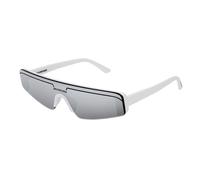 Balenciaga Unisex BB0003S 002 Lunettes de soleil Acétate Blanc Argent Masque Normale Miroir