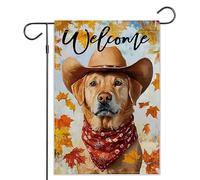 Balgardekor Golden Retriever Drapeau de jardin double face Welcome Cowboy Dog pour décoration extérieure (cow-boy, 45,7 x 30,5 cm (L x l)