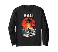 Bali Beach Vibes, Fun Sunset and Surf Retro Surf Design Manche Longue