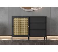 Buffet en bois noir et cannage BALI