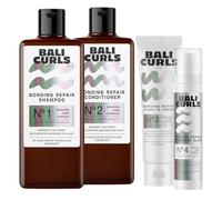 Bali CURLS Bonding Repair Kit - 4 étapes de routine de soin et de réparation pour boucles abîmées - Shampoing, après-shampoing, après-shampoing et élixir de nuit