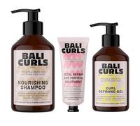 Bali Curls Kit - Shampooing nourrissant (250 ml), gel de finition Curl Defining (150 ml) et traitement protéiné SOS (20 ml) - Kit de soin pour boucles soignées, fortes et définies