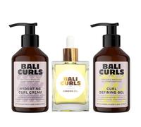 BALI CURLS Set - Gel définissant les boucles (150 ml), Crème hydratante pour boucles (150 ml) et huile de liaison (30 ml) - Kit de soin pour des boucles définies, brillantes et bien soignées