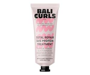 BALI CURLS Total Repair SOS Protein Treatment MINI - Masque capillaire à usage unique 20 ml pour cheveux secs et abîmés - Soin intensif avec protéines végétales - Méthode végétalienne et curly