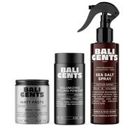 BALI GENTS Styling Heroes Bundle - Kit coiffant pour homme avec pâte mate, poudre coiffante et sel de mer - Maintien volume et texture - 100 ml + 10 g + 175 ml