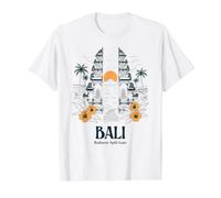Bali Indonésie Balinaise Split Gate Sunset Island Tropical T-Shirt Graphique avec Valeur, Homme, Blanc, XL