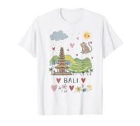 Bali Indonésie Singe Riz Terrace Temple Cœur Œuvre d'art T-Shirt Graphique avec Valeur