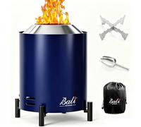 BALI OUTDOORS Foyer de table rond en acier inoxydable de 16,5 cm, petit foyer d'extérieur sans fumée portable, bleu