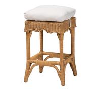 bali & pari Muy Tabouret de comptoir en rotin Motif festonné Style bohème Miel
