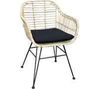 BALI Rotin chaise Tora incl. coussin noir