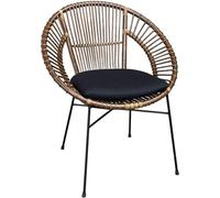 BALI Rotin chaise Zora empilable incl. coussin noir
