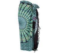 Bali Sarong Jupe Wrap Mandala Paréo Fait Main Viscose Noir