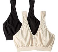 Bali Women's Comfort Revolution Microfiber Crop Bra 2-Pair Beige/Black XX-Large