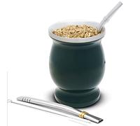BALIBETOV Calebasse à Maté en Acier Inoxydable à Double Paroi - Tasse Yerba Maté avec 2 Bombillas et Brosse de Nettoyage