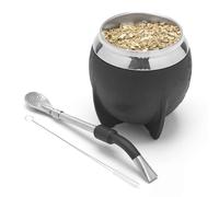 BALIBETOV Ensemble Tasse et Bombilla Yerba Mate, Comprend une Calebasse en Acier Inoxydable, une Bombilla Mate de Qualité Premium et une Brosse de Nettoyage (Noir)