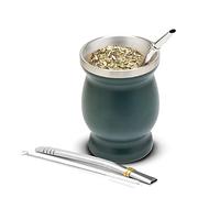 balibetov Mate Argentino - Kit verre à double paroi en acier inoxydable, comprend deux ampoules et une brosse pour nettoyer l'ampoule, résistant et élégant (vert)