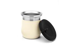 BALIBETOV Yerba Mate Gourd - Tasse en acier inoxydable avec isolation à double paroi, base antidérapante, couvercle en silicone anti-déversement - Mate Argentino - Tasses à maté (beige)